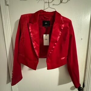 Red cropped blazer